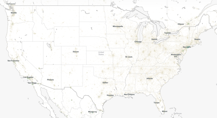 图：美国城市人口分布