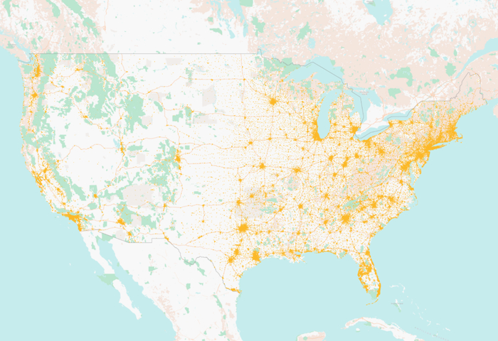 图：美国餐饮门店分布