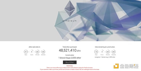 ethereum.org 在 2014 年夏季 ETH 众筹期间的样子（来源）
