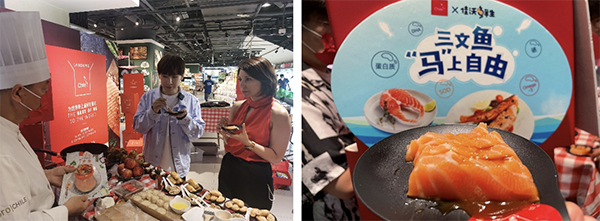 　　现场品鉴佳沃三文鱼