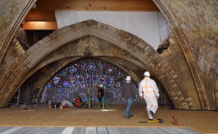 巴黎圣母院内部施工现场 图片来源：央视新闻