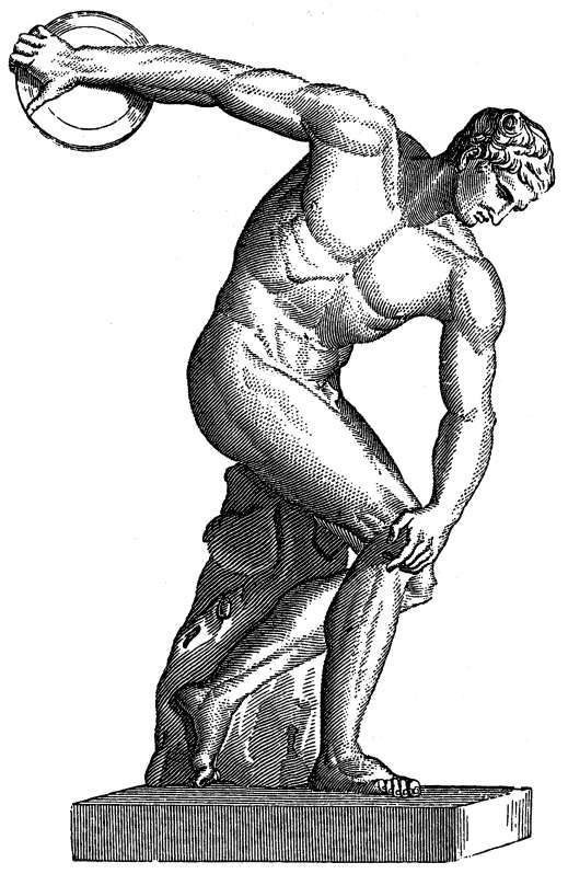 古希腊掷铁饼者雕塑图