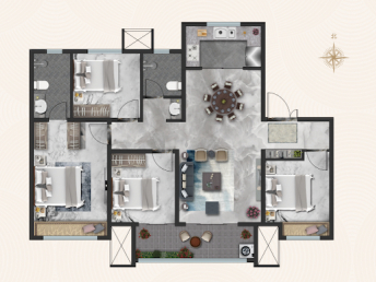 133平米四室两厅两卫
