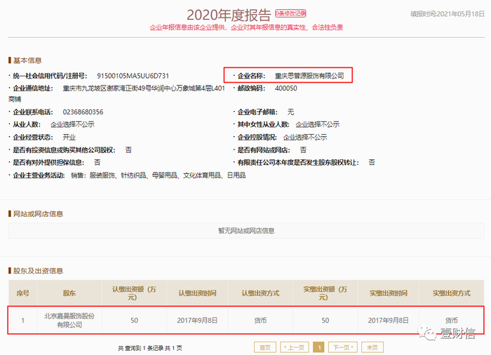 （截图来自重庆思普源2020年工商年报）