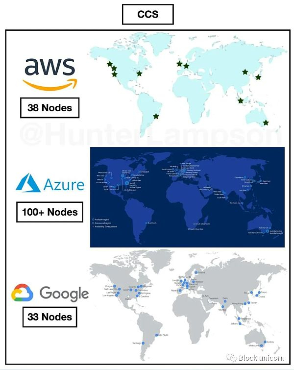 图 12． CCS 节点（数据中心）的地理分布。资料来源：Peterson 2015，Baxtel，谷歌。
