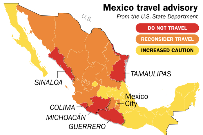 墨西哥安全地图 图片来源：TIME