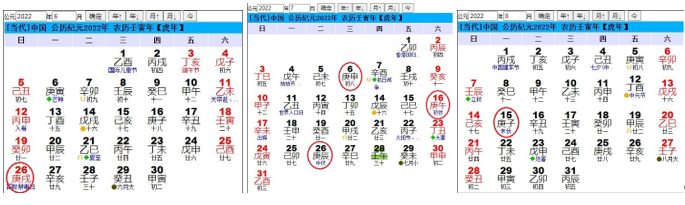 （图片来源：寿星天文历，作者圈出其中庚日）