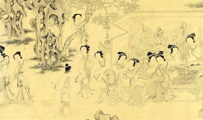 《乞巧图》（局部），清代画家丁观鹏绘于1748年（来源：elite-magazine.com）