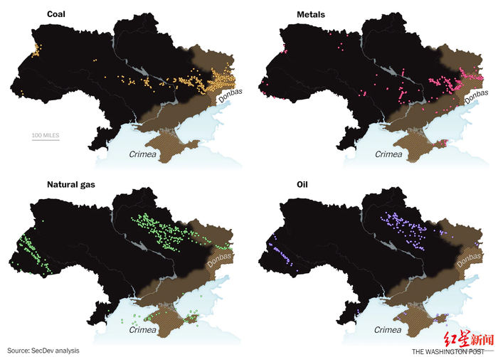 ↑SecDev的报告显示乌克兰的主要矿产资源分布