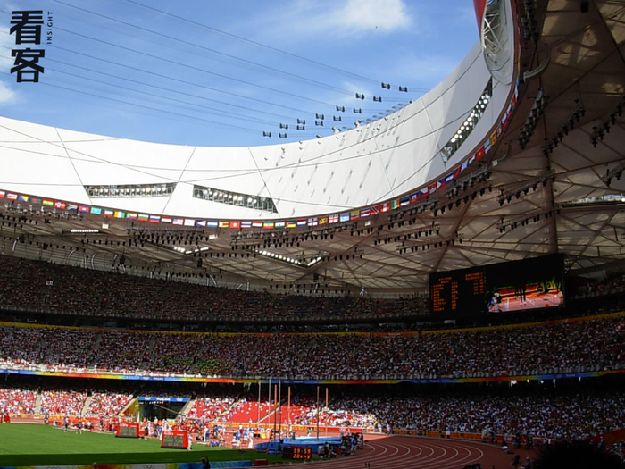 老外在鸟巢体育馆里拍下的照片