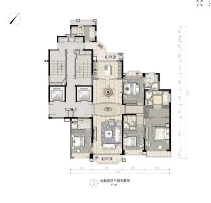  建面约265㎡B2户型示意图