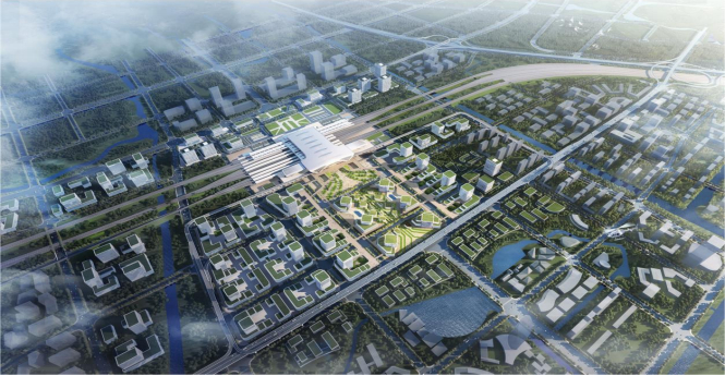 片区城市设计鸟瞰图示意（站房设计单位提供）