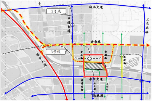 核心研究区概念方案设计范围（0.57 平方公里）
