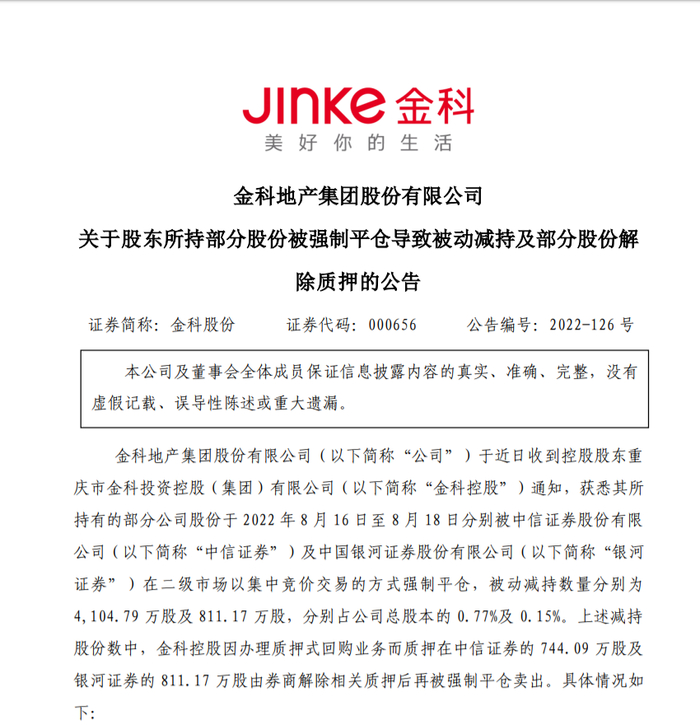 金科股份：上市公司成失信被执行人，旗下累计被执行金额超16亿元_手机新浪网
