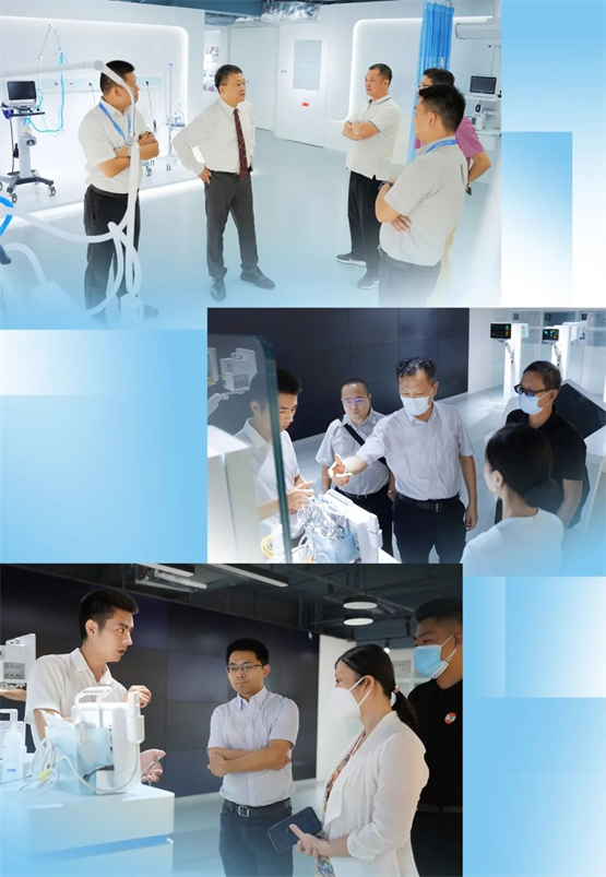 　　▲卢洪洲教授及深圳市三院一行走访科曼医疗总部展厅