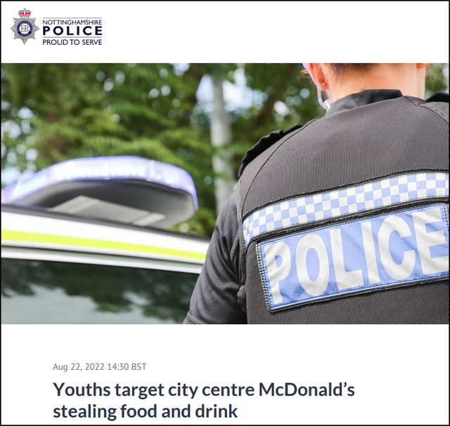 诺丁汉警方通报截图