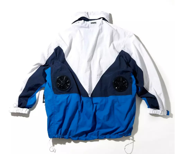 ↑潮流服装品牌Nautica Japan推出内置风扇的“制冷夹克”