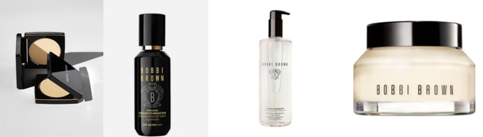　　BOBBI BROWN芭比波朗羽柔蜜粉饼、密集奢采精华粉底液、清润舒盈洁肤油、妆前柔润底霜
