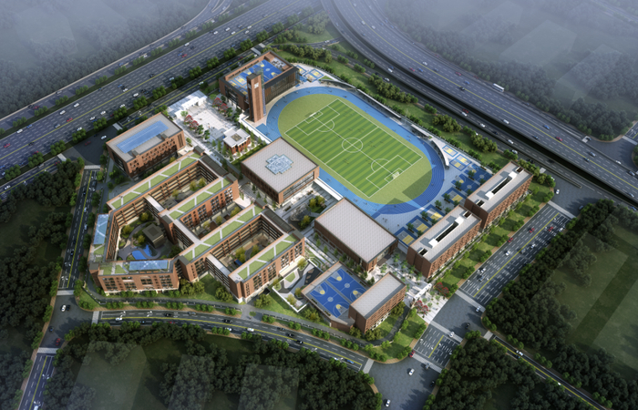 石门外国语学校整体鸟瞰图。