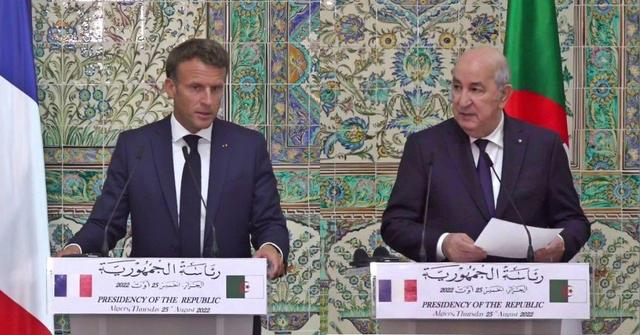 马克龙与阿尔及利亚总统特本25日发表联合声明。图自阿尔及利亚媒体