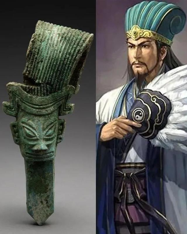 三星堆青铜人头像VS诸葛亮（图源：网络）