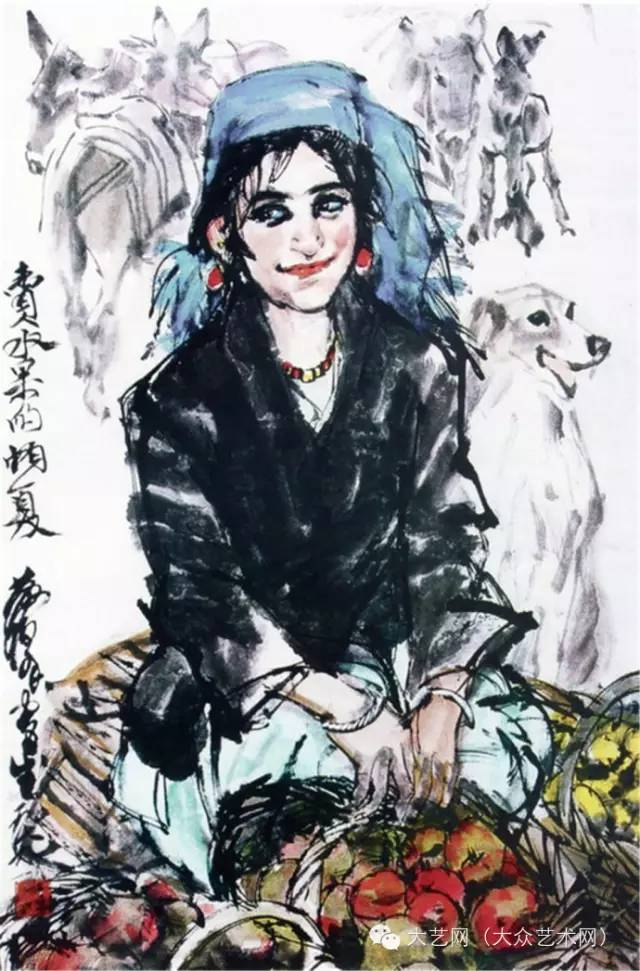 ▲卖水果的帕夏（中国画）　作者：黄胄