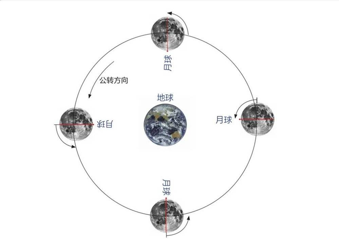 月球潮汐锁定示意图
