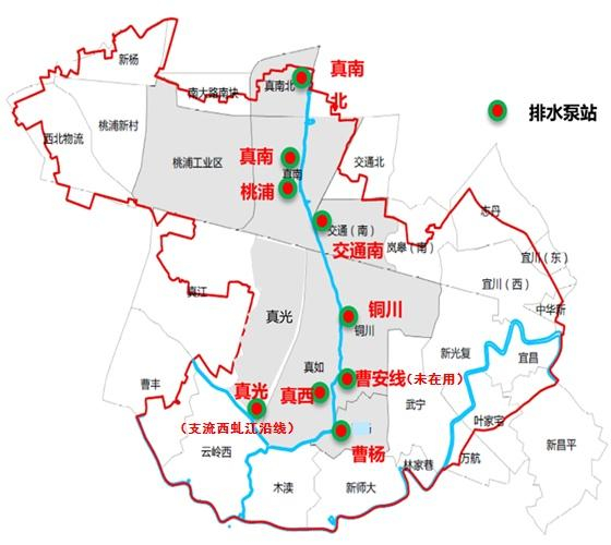 桃浦河沿线7座在用雨水泵站示意图