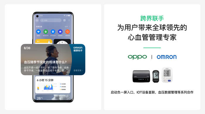 　　欧姆龙健康医疗入驻OPPO负一屏“智慧健康”板块