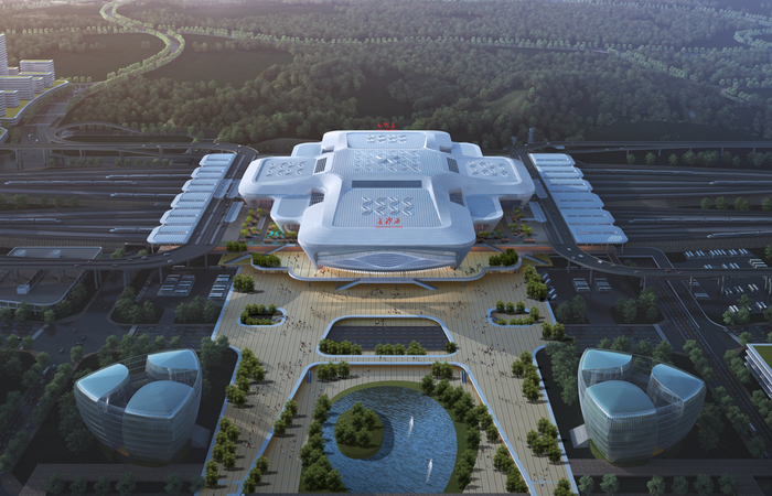 ▲长沙高铁西站综合交通枢纽示意图