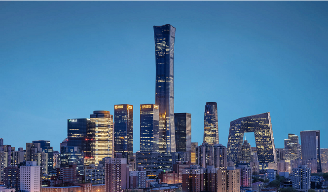 　　图注：北京CBD核心区夜景