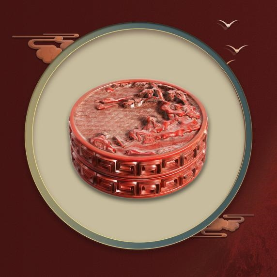 　　图二:剔红赏月图圆盒