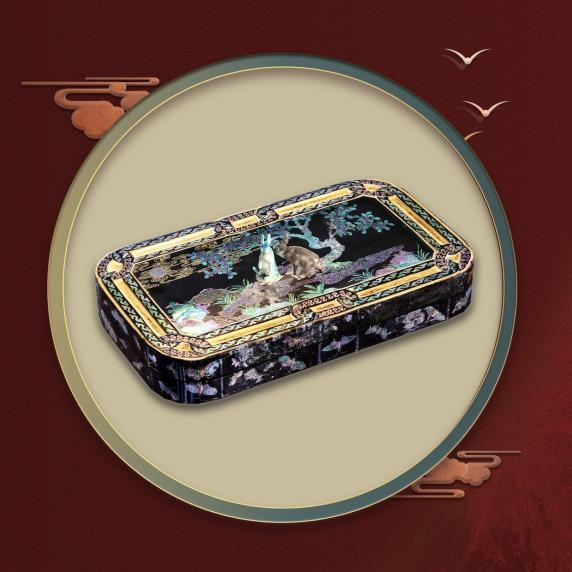 　　图一:黑漆螺钿月兔纹长方形墨盒