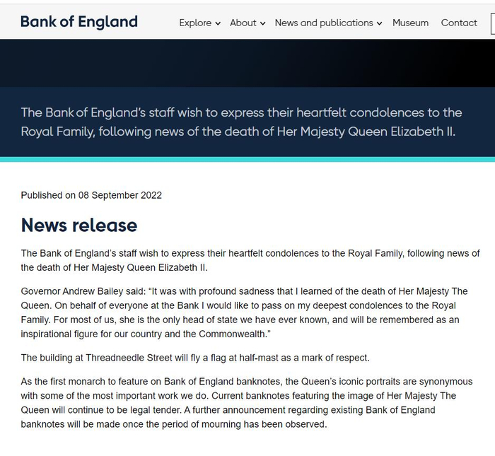 英格兰银行网站信息截图。