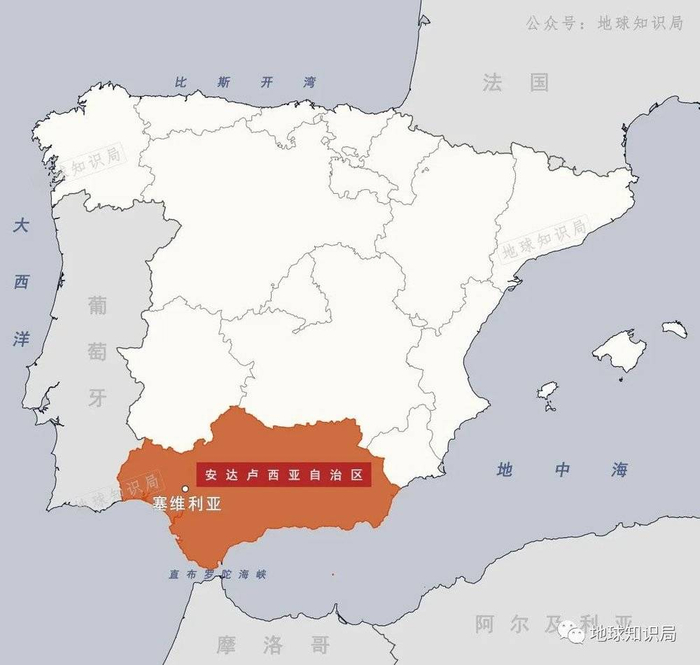 安达卢西亚也是西班牙人口最多，面积第二大的自治区
