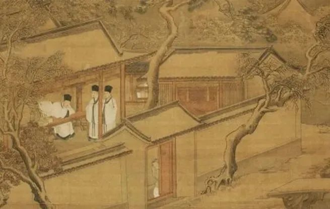 △明代仇英《程门立雪图》局部
