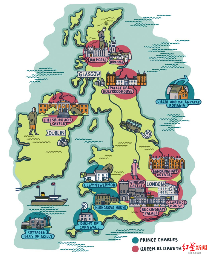 ↑康沃尔公爵领地位于英格兰西南角