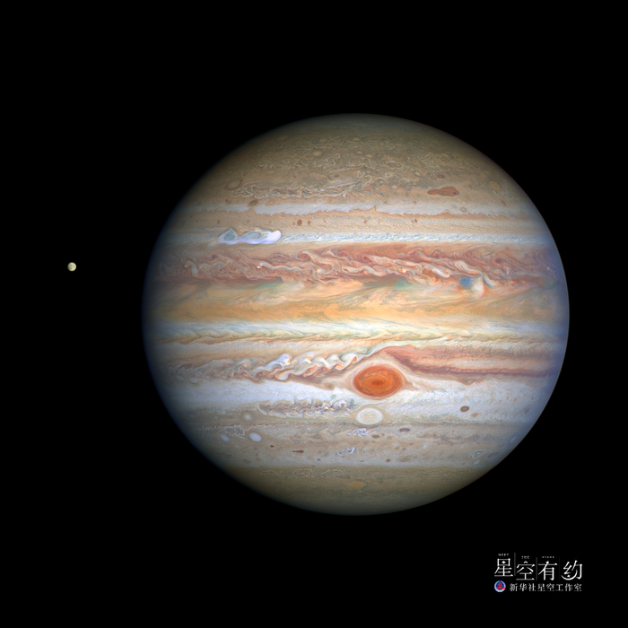 哈勃望远镜拍摄的木星与木卫二。（来源美国国家航空航天局官方网站）