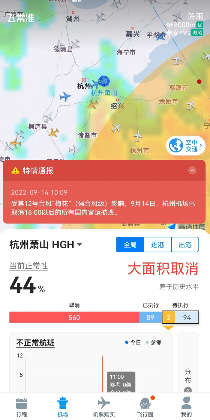 截图来源：飞常准APP