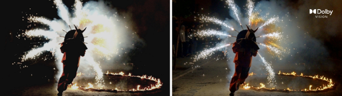  非杜比视界（左）和杜比视界（右）画面对比 图源：杜比