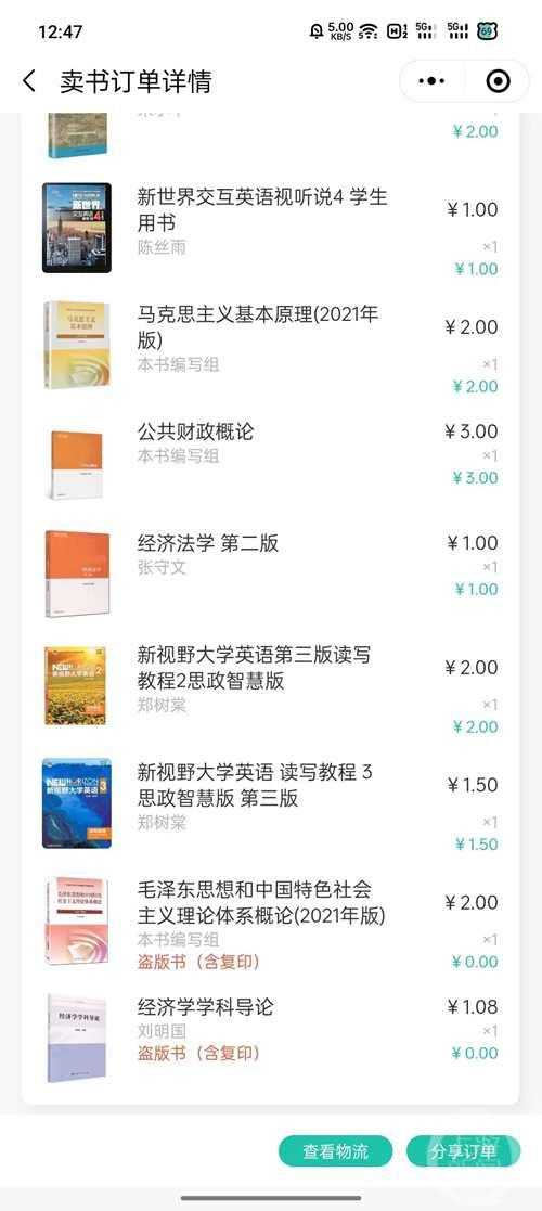 小林卖书的清单。 图片来源：受访者供图