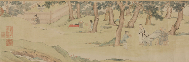 赵孟頫写经换茶图卷（局部），（明）仇英，克利夫兰博物馆藏（《不浪漫：赵孟頫传》内页插图）