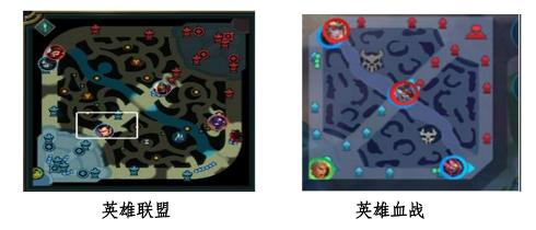 （图说：案涉两款游戏地图缩略图对比。图源：裁判文书。）