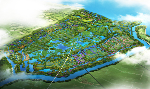 十八联圩生态湿地蓄洪区鸟瞰效果图。（合肥市水务局供图）