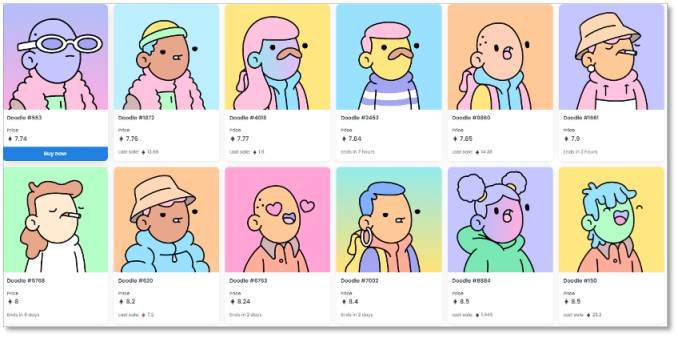 Doodles 系列 NFT 的外形