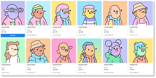 Doodles系列NFT的外形