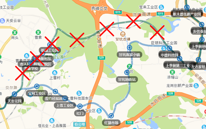 M269线部分调整路段示意图