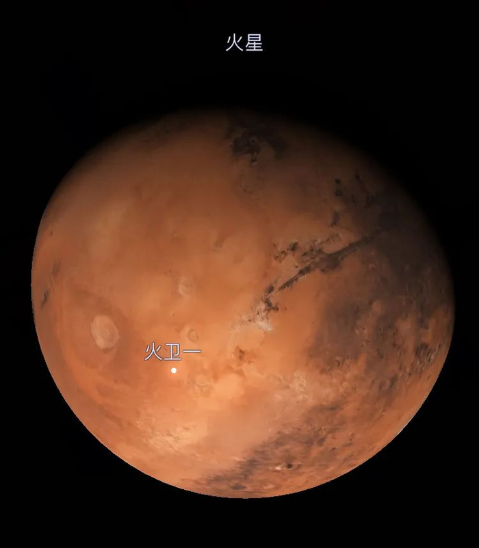 ▲ 21日23:00的火星地貌示意图，模拟软件：Stellarium