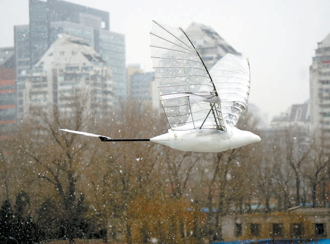 北航自主研制与试验的扑翼式无人机在此前的测试中（资料图）。