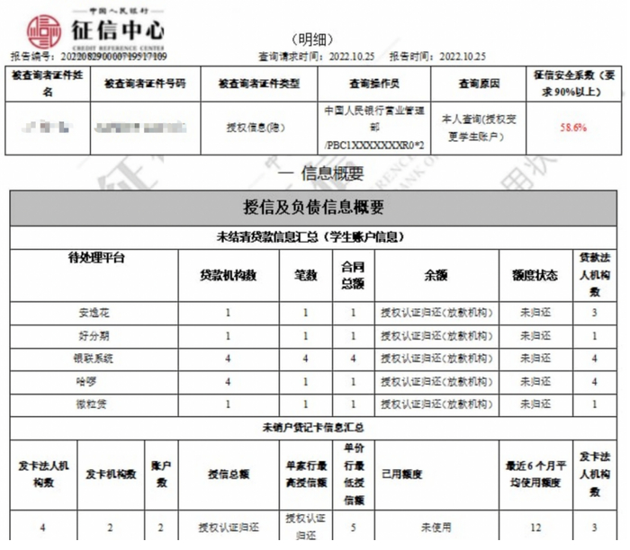 伪造的征信报告